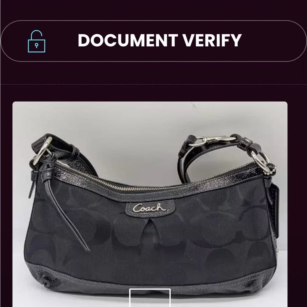 Coach Black Signature Canvas and Patent Leather Shoulder Bag​​
